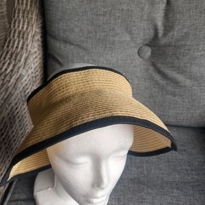 J. Crew Visor Packable Tan Black Wrap Around Adjustable One Size